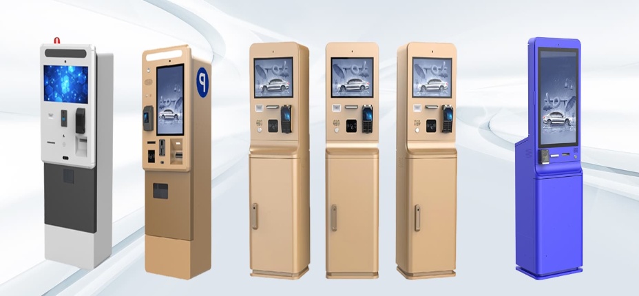 Large shopping mall underground parking lot payment kiosk